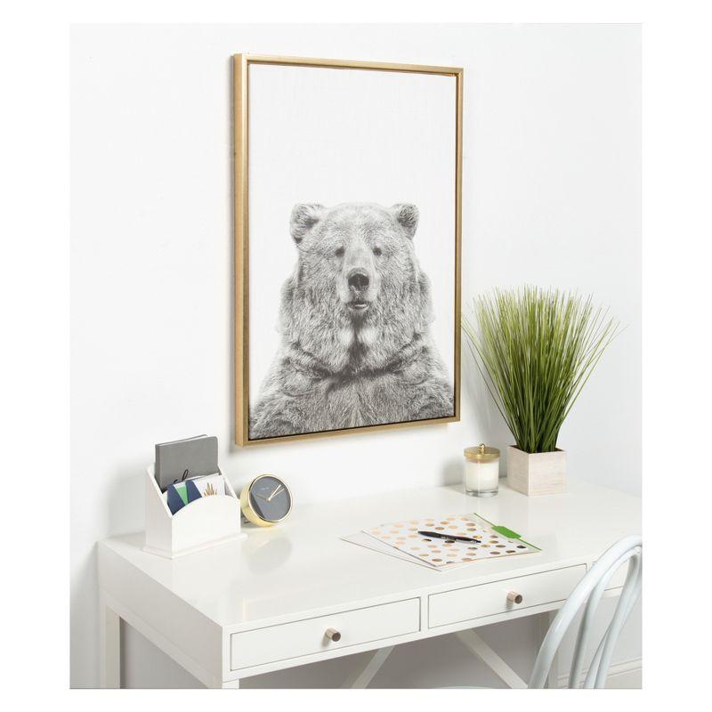 23" x 33" Sylvie Bear Framed Canvas by Simon Te Tai Gold - Kate & Laurel All Things Decor: Modern Animal Wall Art, Plastic Frame