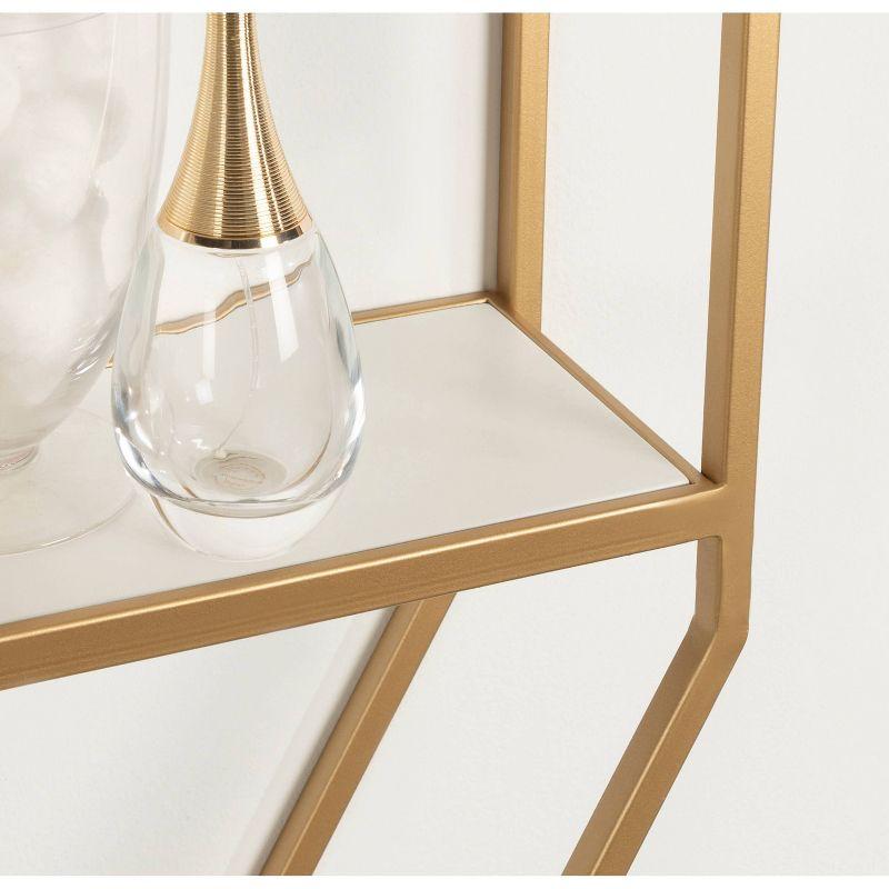 Adela White and Gold Geometric Wall Shelf