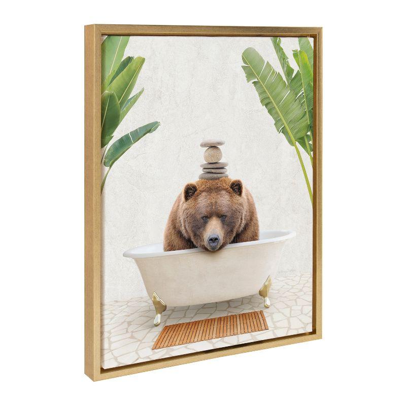 Big Bear Bali Bath Gold Framed Canvas Wall Art