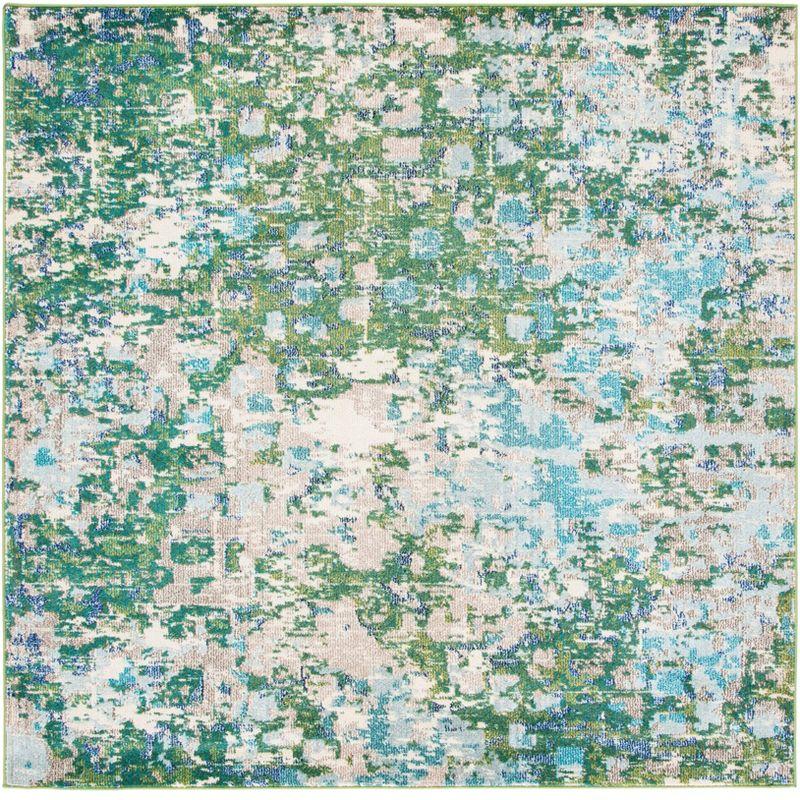 Madison MAD425 Power Loomed Indoor Area Rug - Green/Turquoise - 6'7"x6'7" - Safavieh