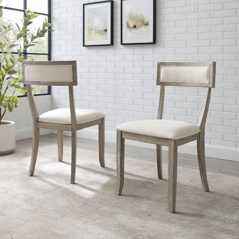 Crosley Set of 2 Alessia Dining Chairs Rustic Gray Wash: Upholstered, Rubberwood Legs, Foam Padded