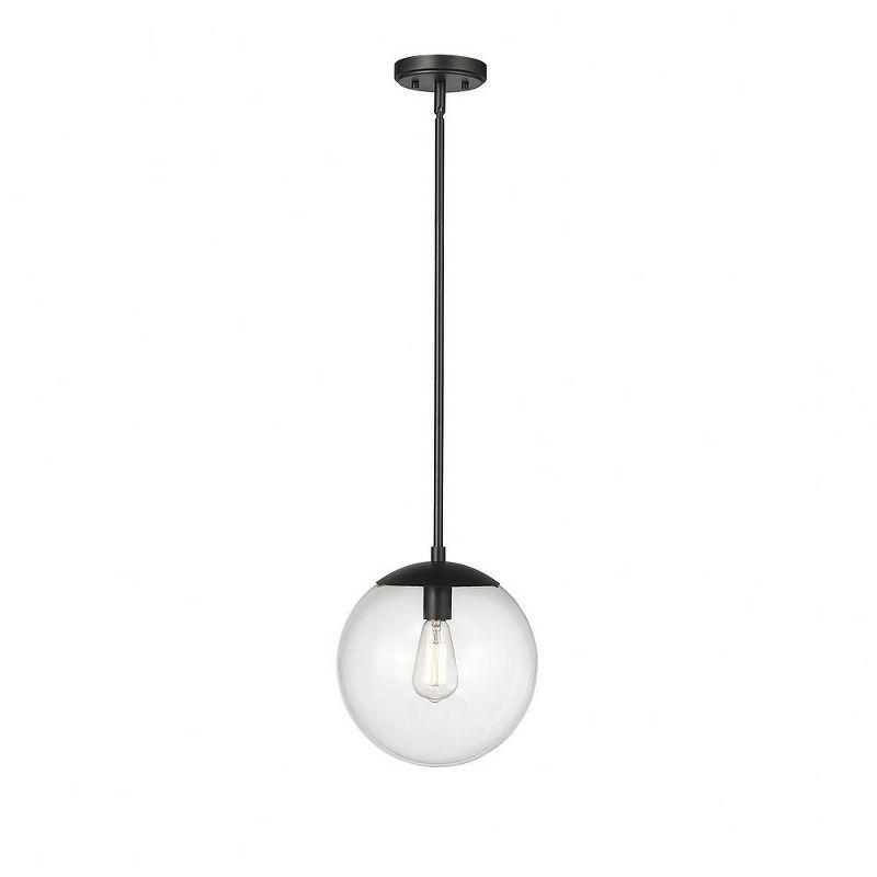 Avell Matte Black 11" Square Glass Pendant Light