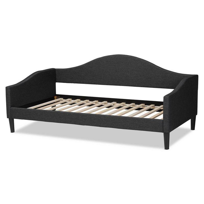 Full Milligan Upholstered Wood Daybed Charcoal/Dark Brown - Baxton Studio: Elegant Bedroom Furniture, No Trundle
