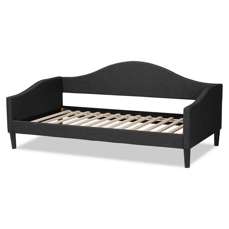 Charcoal Fabric Upholstered Full Daybed with Dark Brown Wood Frame