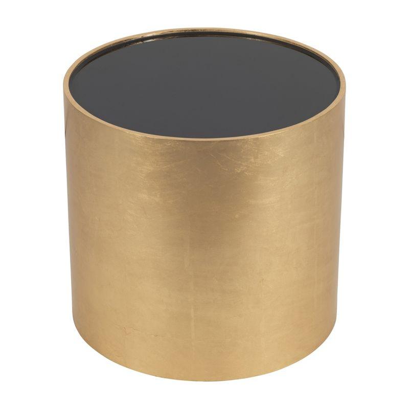 Sagebrook Home 24" Wood and Glass Round Side Table Gold/Black: Elegant Cylinder, No Assembly Required