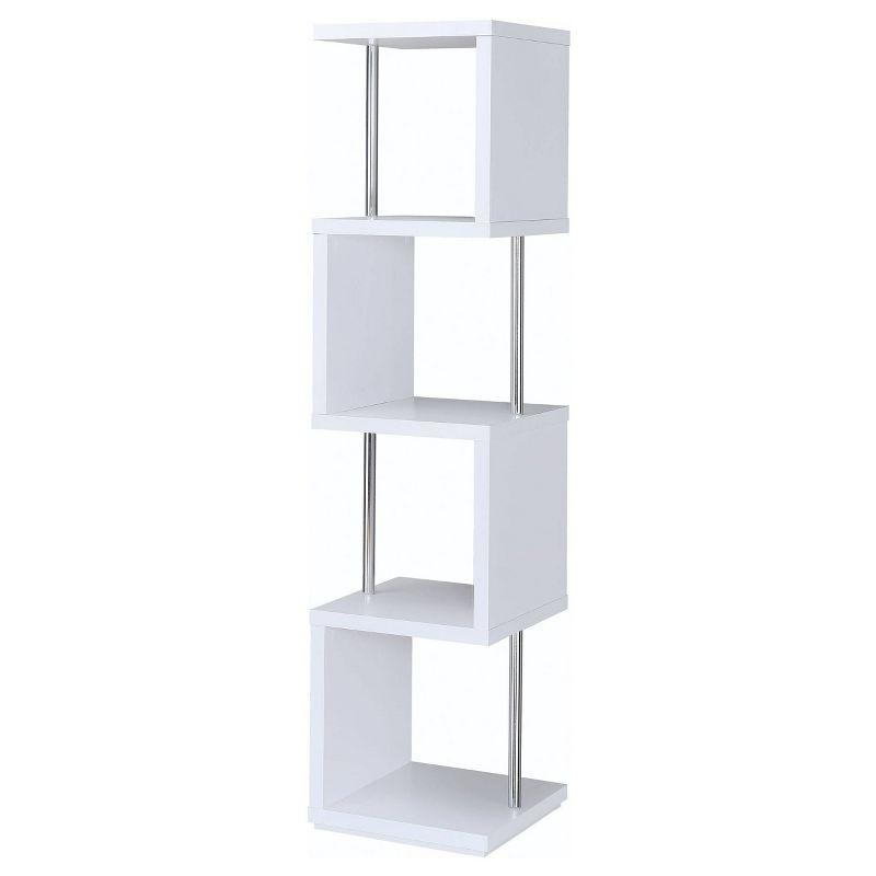 Baxter 4 Shelf Zig Zag Bookcase with Chrome Details - Coaster