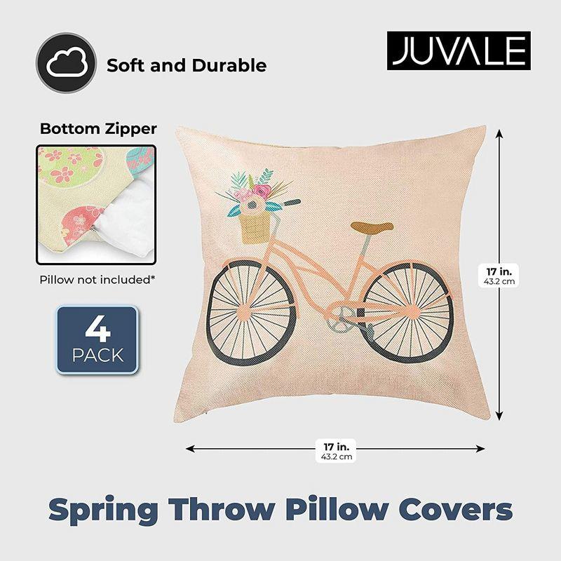 Juvale 4 Pack Spring Easter Throw Pillow Covers for Cushions, Home Decorations, 4 Designs, 17 x 17 in