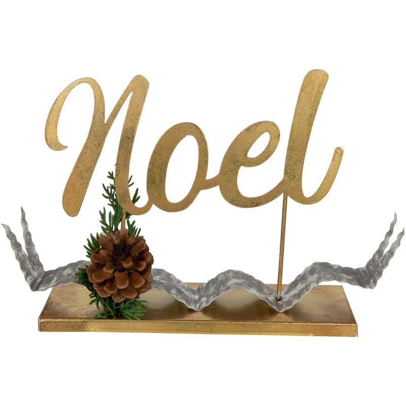 11" Gold and Silver Metal Noel Tabletop Sculpture