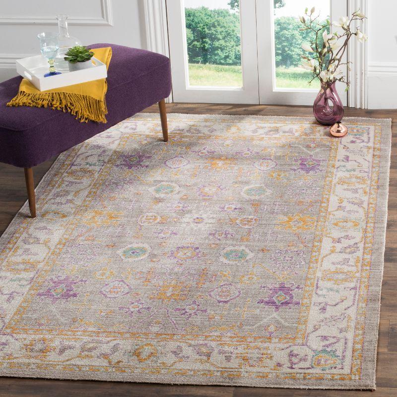 Elegant Gray Transitional 5' x 7' Hand-Knotted Cotton Blend Rug