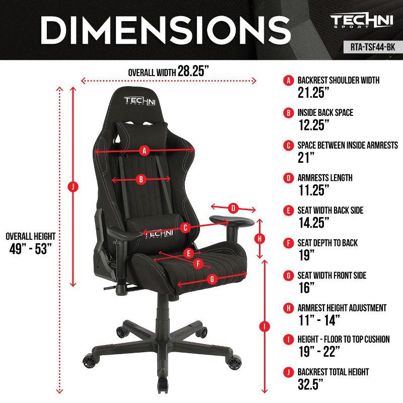 Techni Sport Techni Sport Adjustable Reclining Ergonomic Swiveling PC & Racing Game Chair in Black
