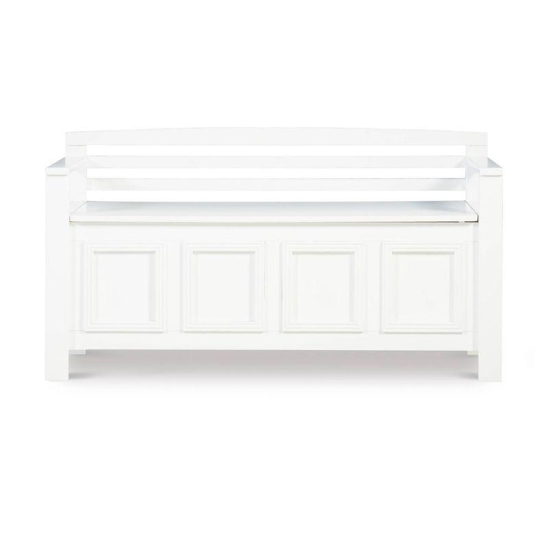 46" Laredo Solid Wood Storage Bench White - Linon: Entryway Flip Top, Ladderback Design