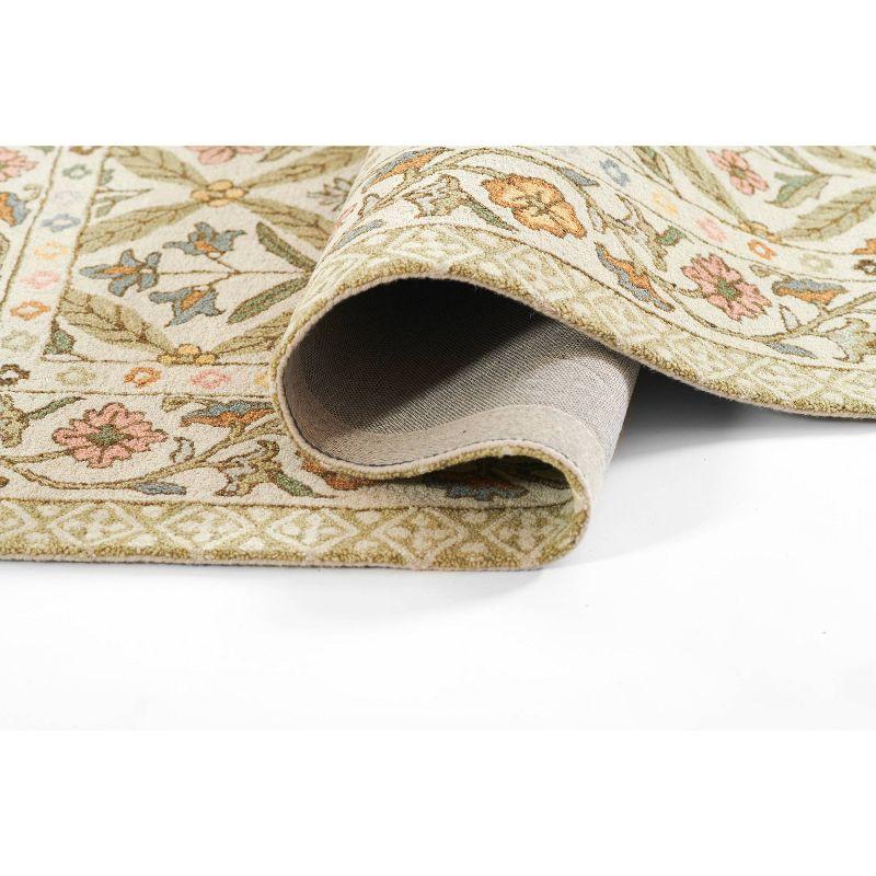 Momeni 2'x3' Cotswold Castle Combe Floral Handtufted Accent Rug Green: Wool, Medium Pile, Indoor, Classic Pattern