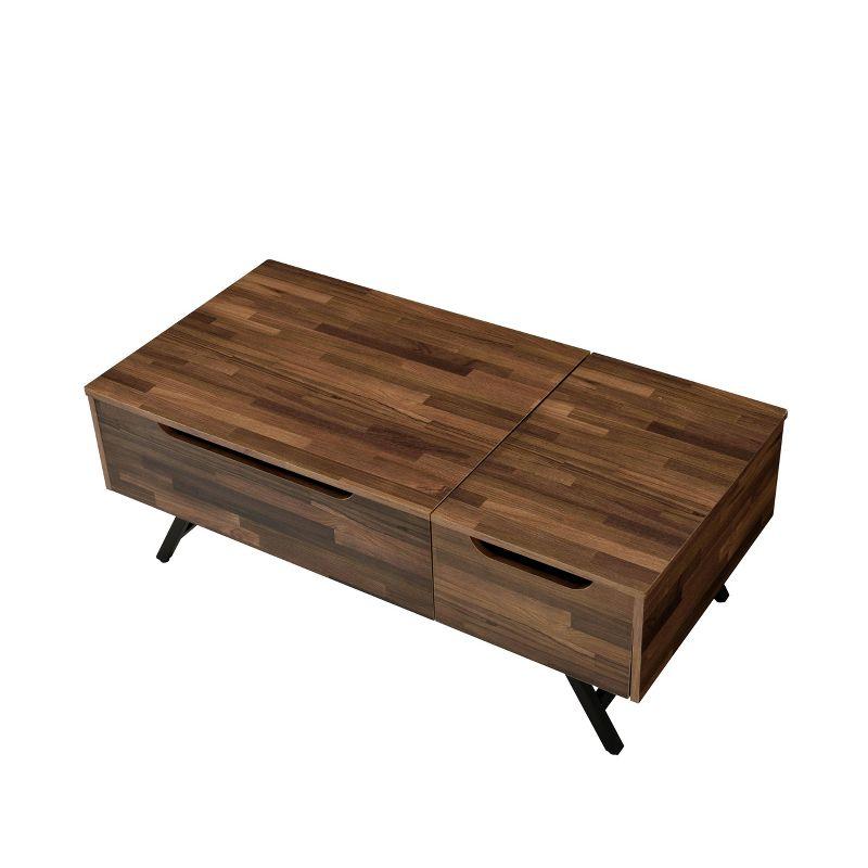 Throm Coffee Table with Lift Top Walnut - Acme Furniture: Metal Frame, Paper Veneer Top, Spot Clean