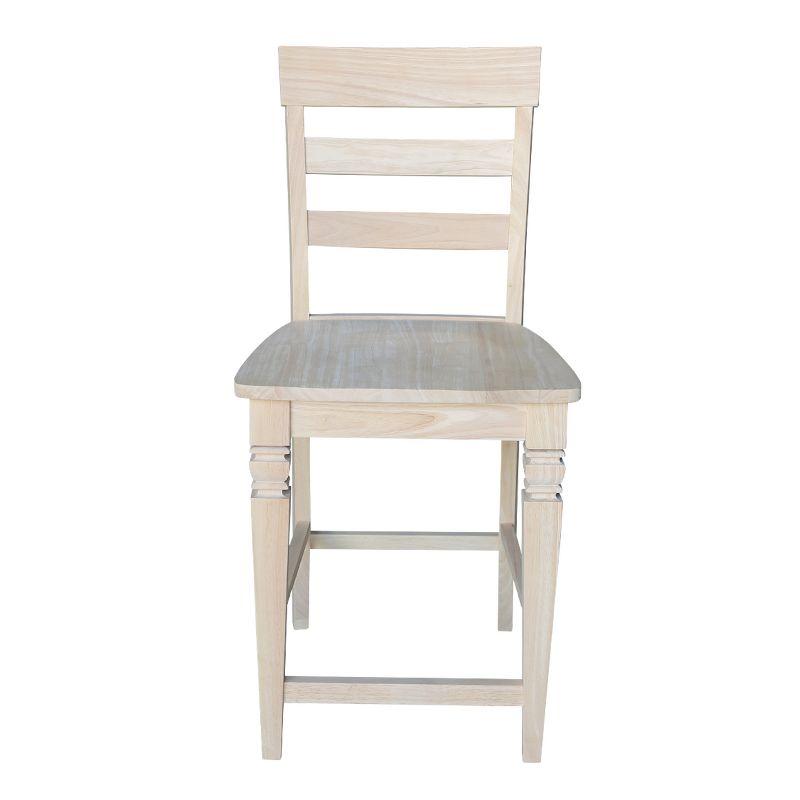 23.62" Java Counter Height Barstool Unfinished - International Concepts: Solid Wood, Ladder-Back