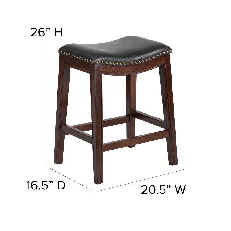 Flash Furniture 26'' High Backless Wood Counter Height Stool with LeatherSoft Saddle Seat