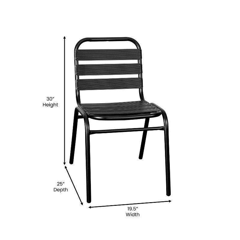 Emma and Oliver Aluminum Commercial Indoor-Outdoor Armless Restaurant Stack Chair with Triple Slat Back