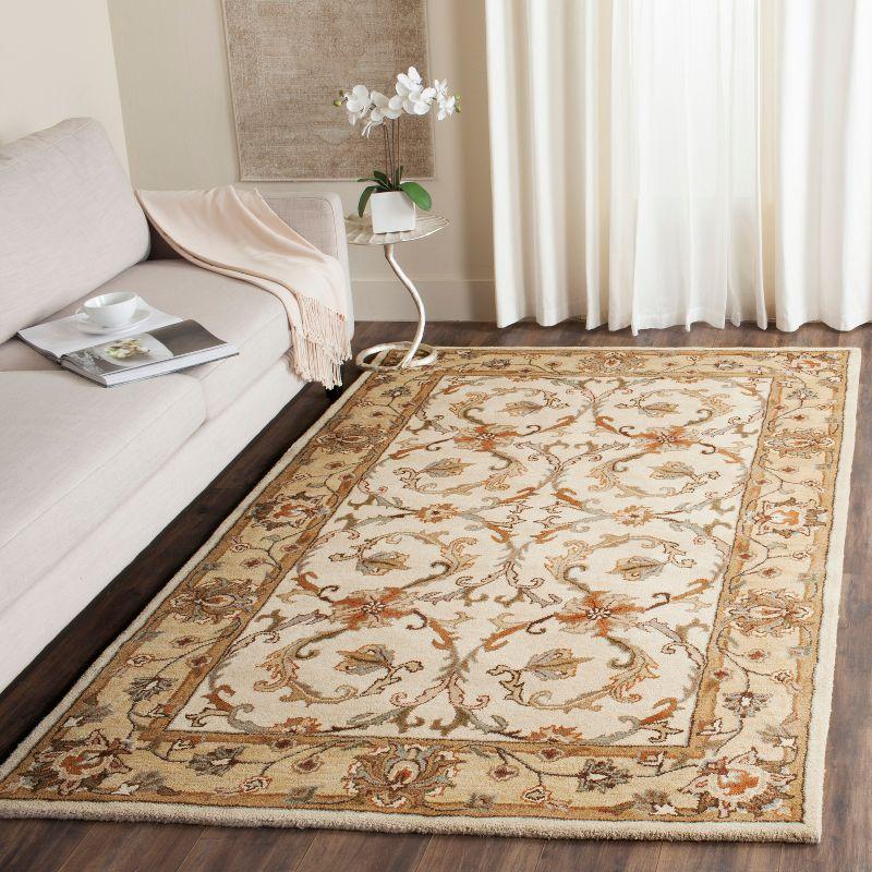 Elegance Squared Ivory Wool 6' Tufted Traditional Area Rug