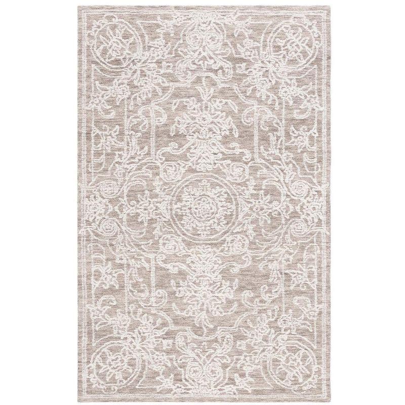 Gray 4' x 6' Hand-Tufted Wool Rectangular Area Rug