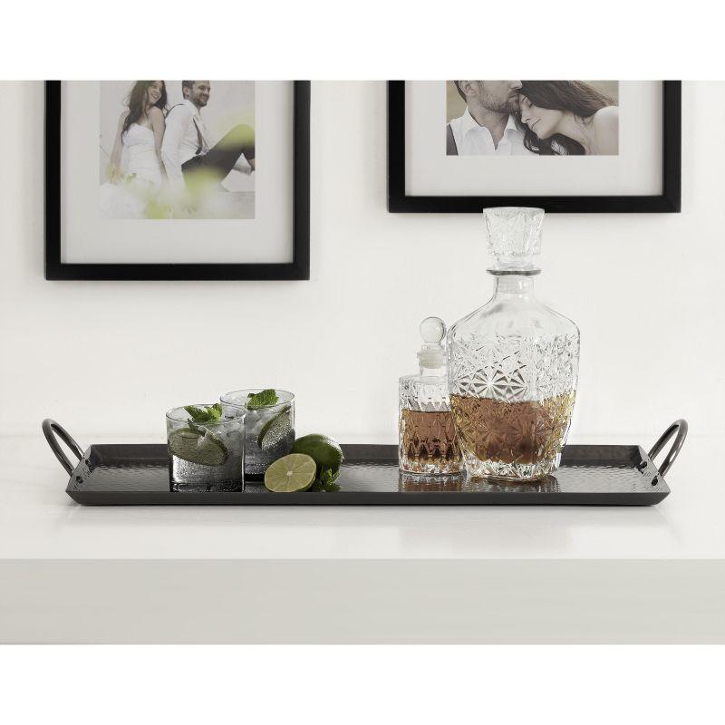 Kate and Laurel Sanzo Hammered Rectangle Metal Tray, 10x22, Pewter