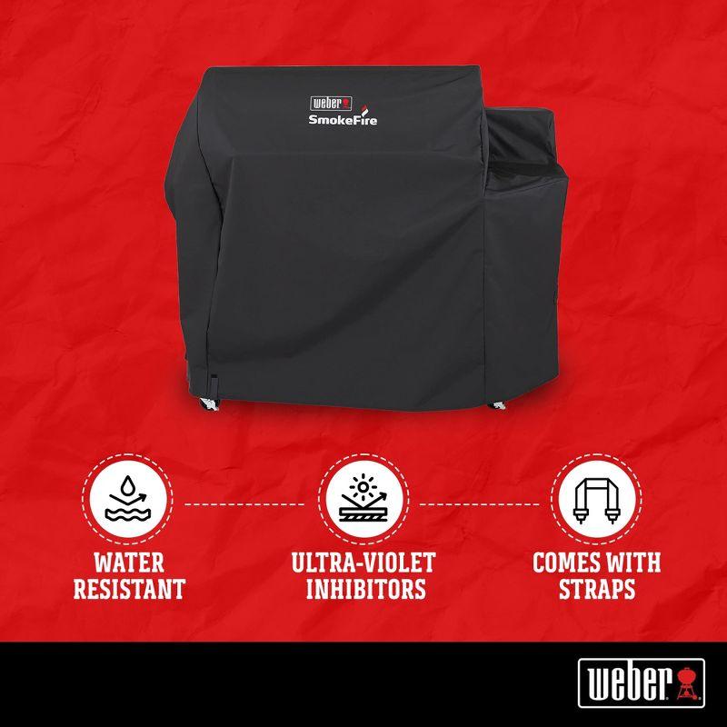 Weber SmokeFire 36 Inch Heavy Duty Lightweight BBQ Cover Compatible with SmokeFire EX6, EPX6, and ELX6 Wood Pellet Grill, Black