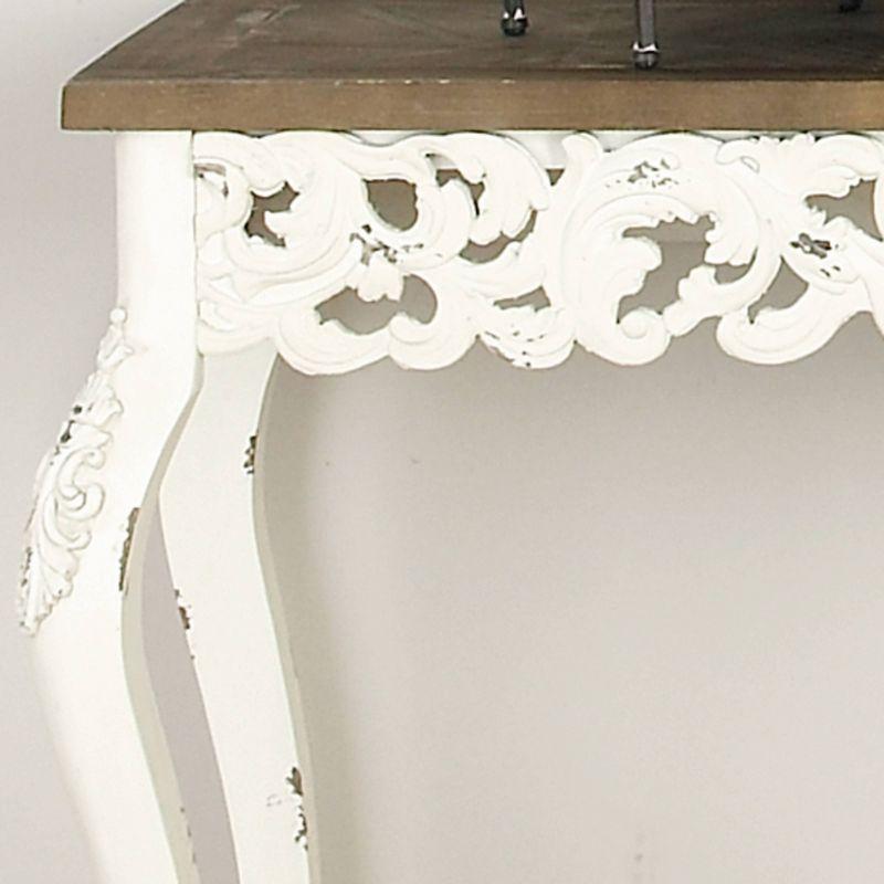 Wood Parisian Design Floral Ornate Detailing Console Table White - Olivia & May