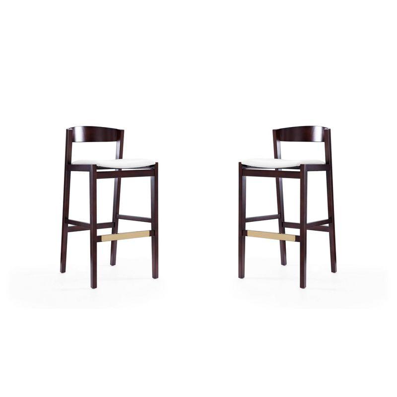 Set of 2 Klismos Upholstered Beech Wood Barstools Ivory - Manhattan Comfort: 30" Fixed Height, Foam Padded
