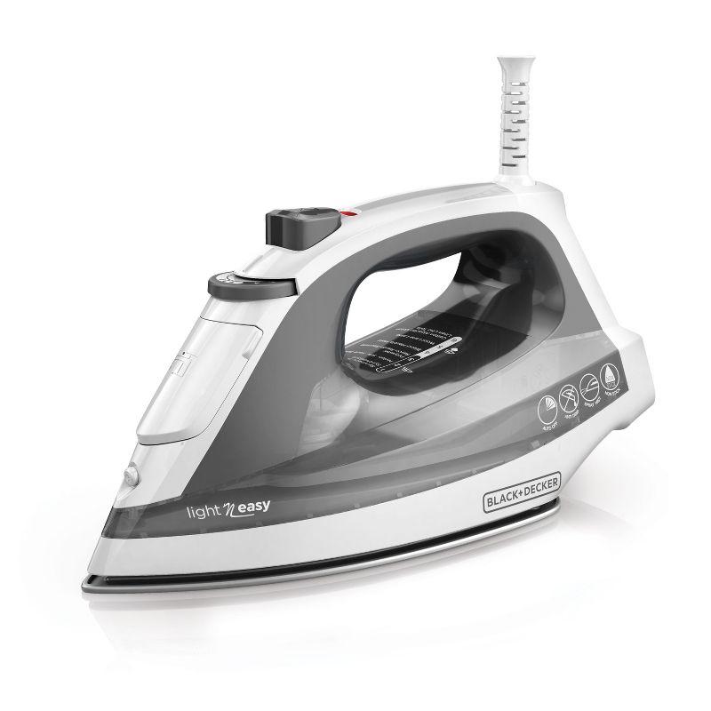 BLACK+DECKER Light �N Easy Compact Steam Iron, IR1020S, Stainless Steel Soleplate, Spray Mist, Anti-Drip, Auto Shutoff
