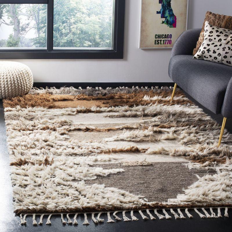 Alimatou Hand Knotted Wool/Cotton Abstract Rug in Gray/Brown