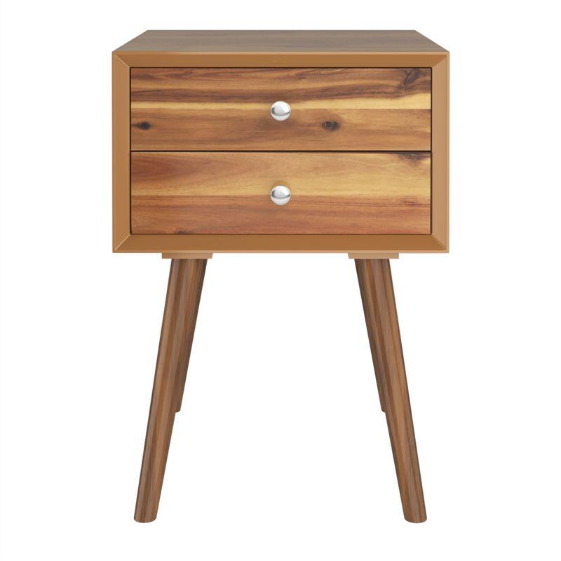 Tangkula Wooden Nightstand with 2 Storage Drawers Accent End Side Table for Bedroom&Living room Natural