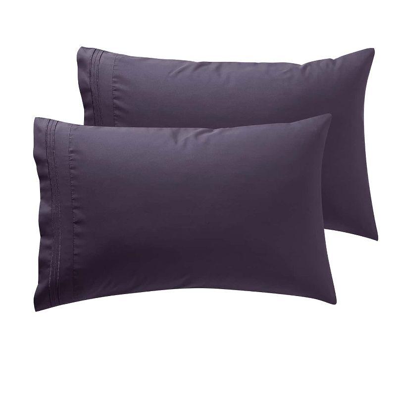 Nestl Luxury Soft Microfiber Standard/Queen Size Pillowcases, Set of 2, Purple Eggplant