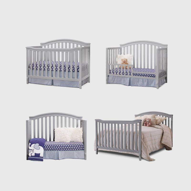 Gray Pine Wood 4-in-1 Convertible Crib with Arched Headboard