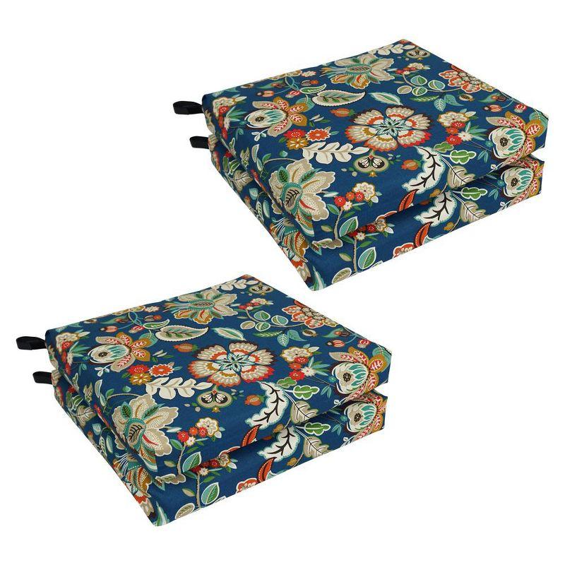 Blazing Needles, 20-inch by 19-inch Patterned Outdoor Spun Polyester Chair Cushions (Set of 4)