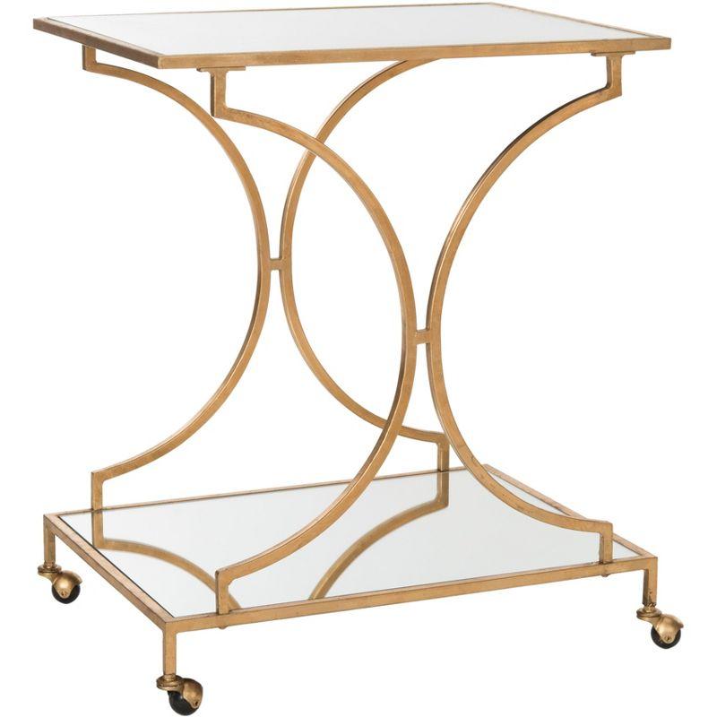 Ignatius Bar Cart - FOX2555B - Gold/Mirror - Safavieh