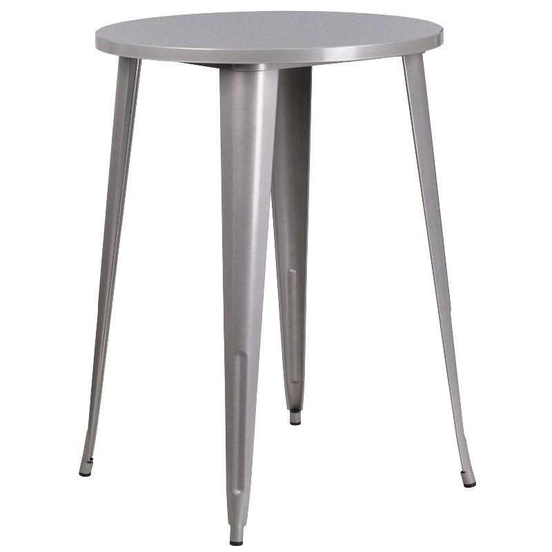 Flash Furniture Commercial Grade 30" Round Silver Metal Indoor-Outdoor Bar Height Table