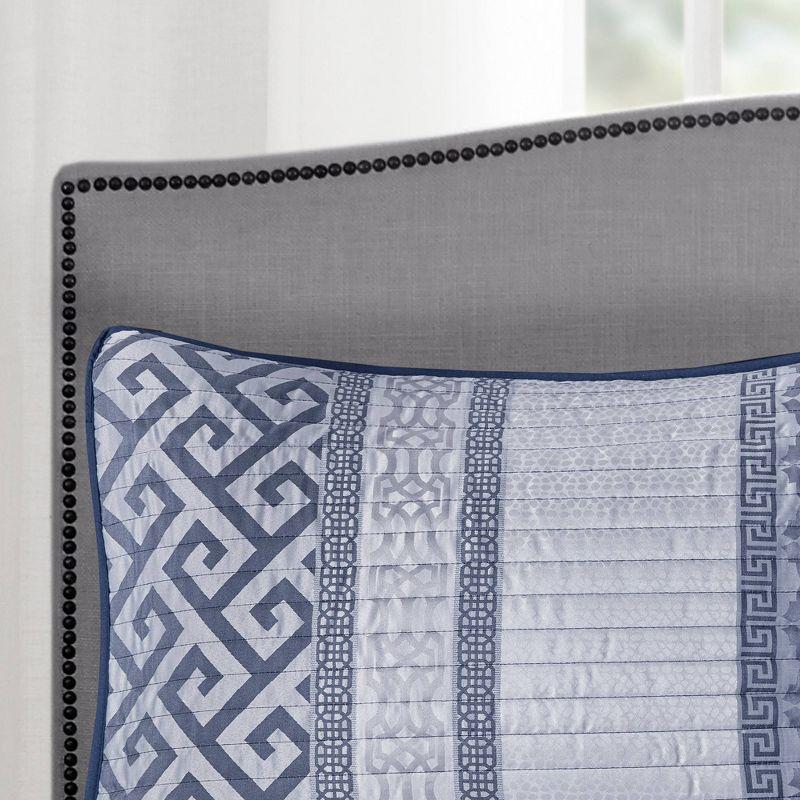 Navy Reversible Microfiber King Quilt Set