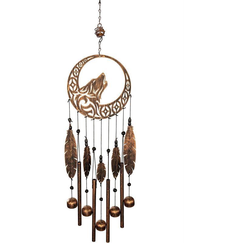 VP Home Wolf Dream Catchers Windchimes Iron Wind Decorations with Deep Tone, Brown