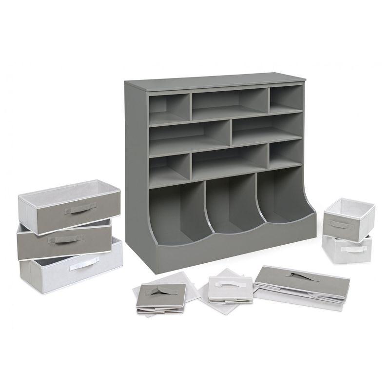 Gray MDF Kids Storage Unit with Baskets and Bins