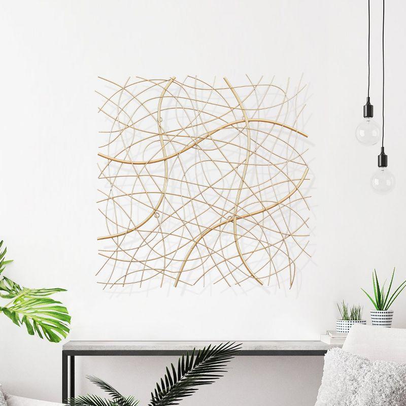 LuxenHome 26.4" Square Gold Abstract Metal Wall Decor