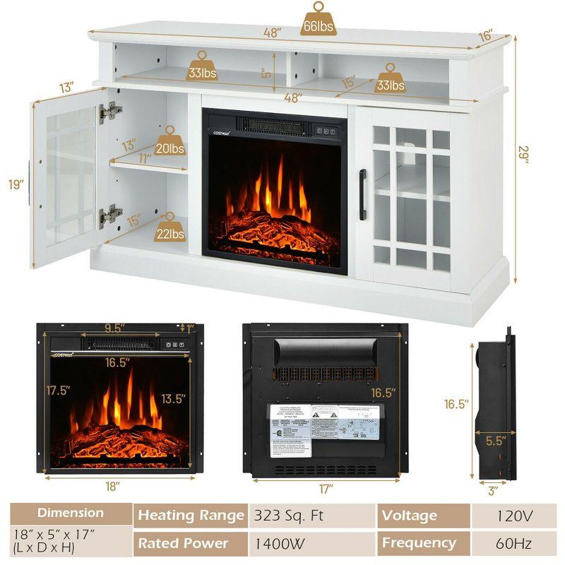 Costway 48'' Fireplace TV Stand W/ 1400W Electric Fireplace for TVs up to 50 Inches White