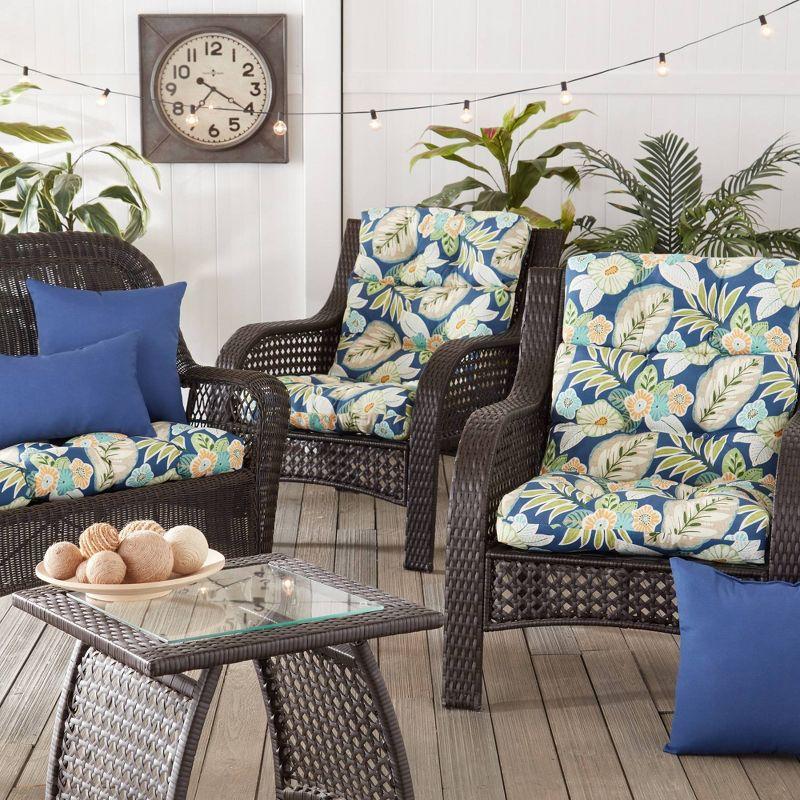 Kensington Garden 2pc 24"x22" Floral Outdoor Seat and Back Chair Cushion Set Marlow: Water & Stain Resistant, Reversible