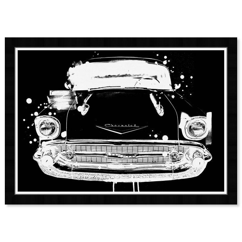 19" x 13" Black and White Vintage Car Framed Wall Art