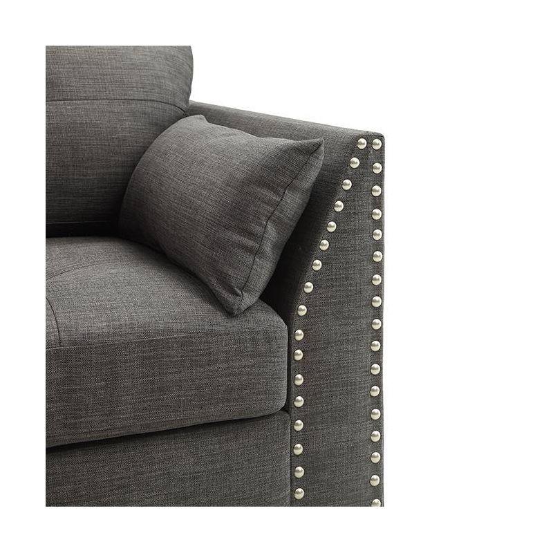 Acme Furniture 38" Laurissa Chair Light Charcoal Linen: Upholstered Armchair, Wood Frame, Tufted Cushions