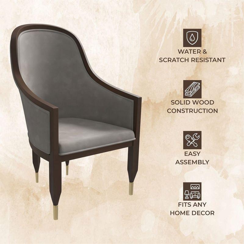 Everly Quinn Jacinto Dining Chair Upholstered In Leather With Rubberwood Frame And Legs With Gold Caps