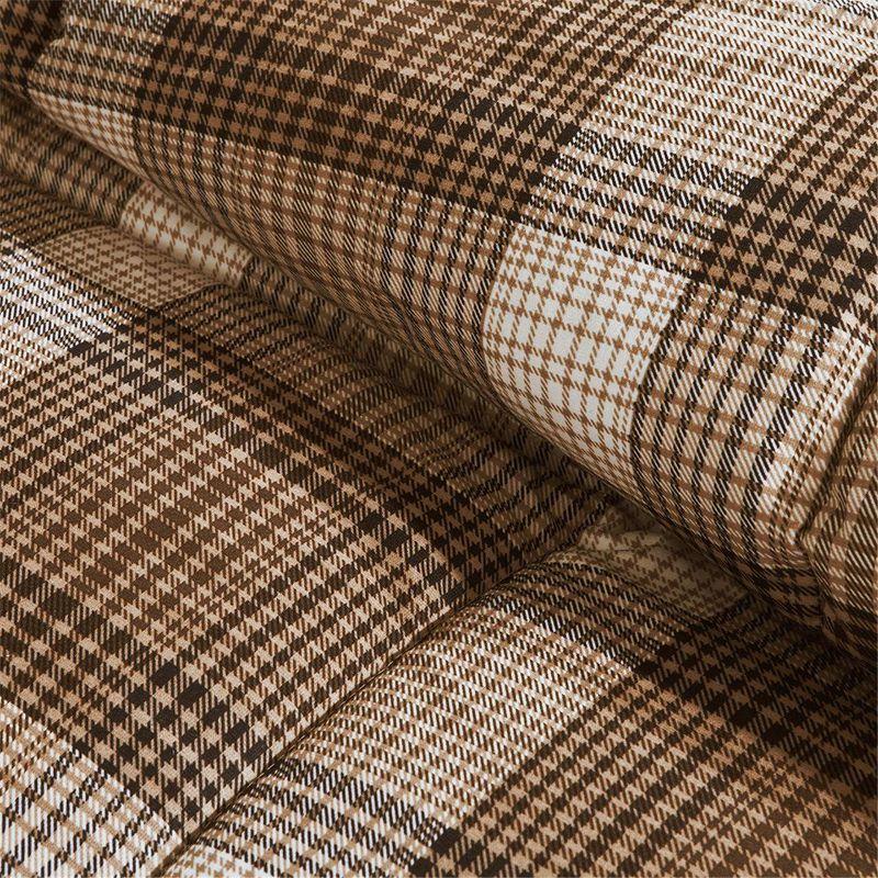 Twin Brown Plaid Microfiber Down Alternative Comforter Set