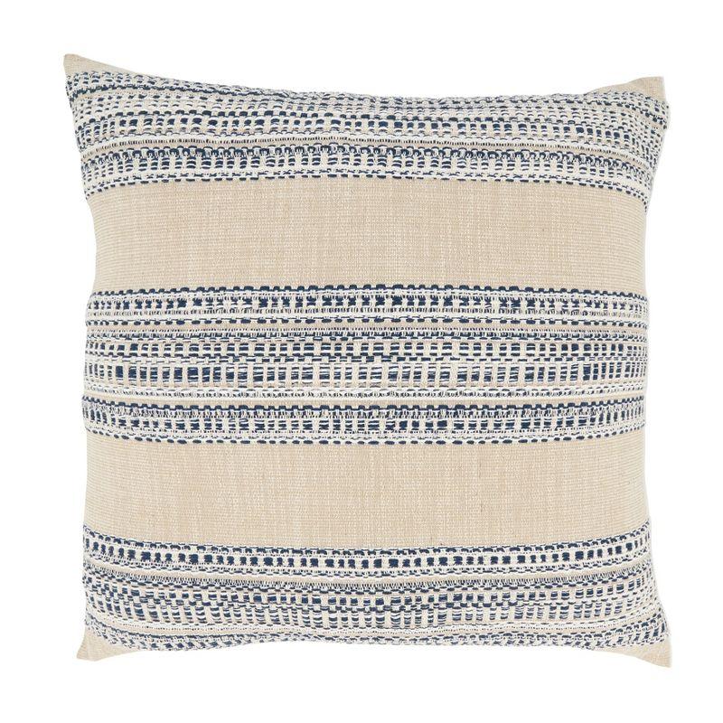 Saro Lifestyle Classic Charm Striped Throw Pillow Cover, 20"x20", Blue