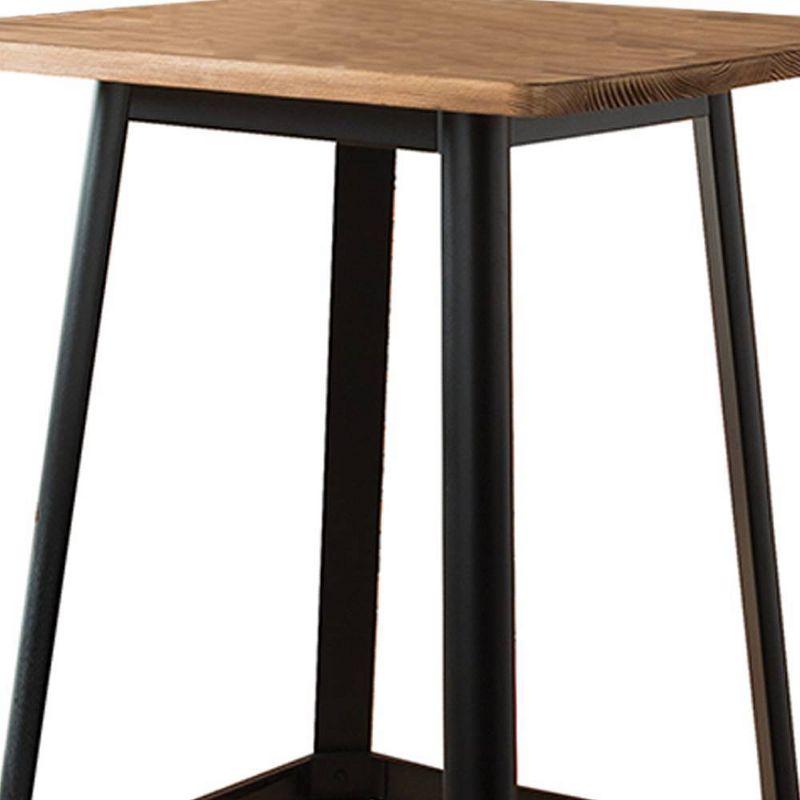 Industrial Pine Wood Square Bar Table in Natural & Black