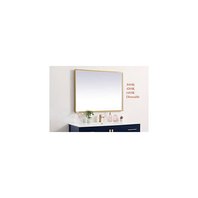 Elegant Lighting Pier 30x30 inch LED Mirror with Adjustable Color Temperature 3000K/4200K/6400K in Brass