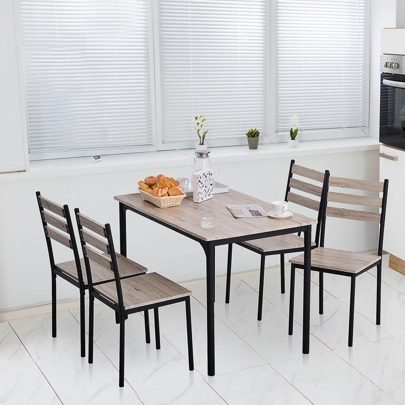 Black and Gray 5-Piece Modern Dining Table Set