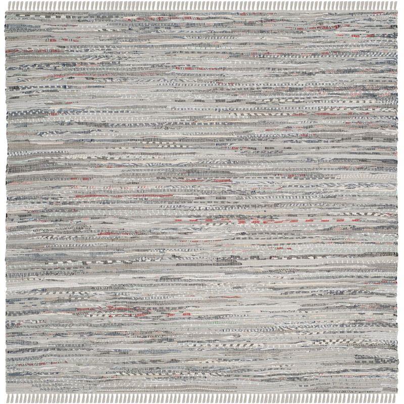 Rag Area Rug RAR121 Hand Woven Area Rug - Grey - 5'x5' - Safavieh.