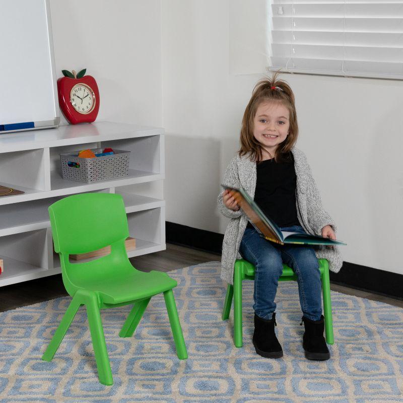 Flash Furniture 2 Pack Green Plastic Stackable School Chair with 10.5'' Seat Height